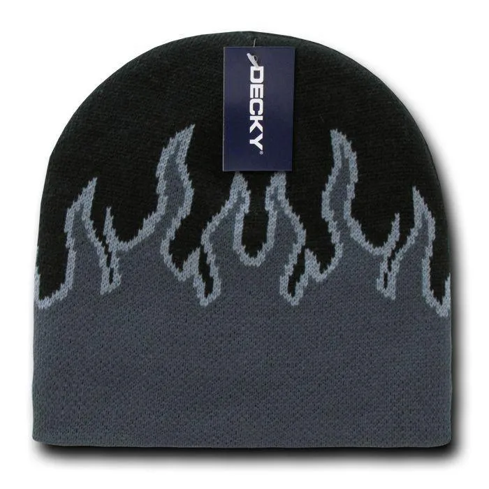 1 Dozen Decky Fire Flames Tribal Beanies Hats Caps Ski Skull Short Wholesale Lot