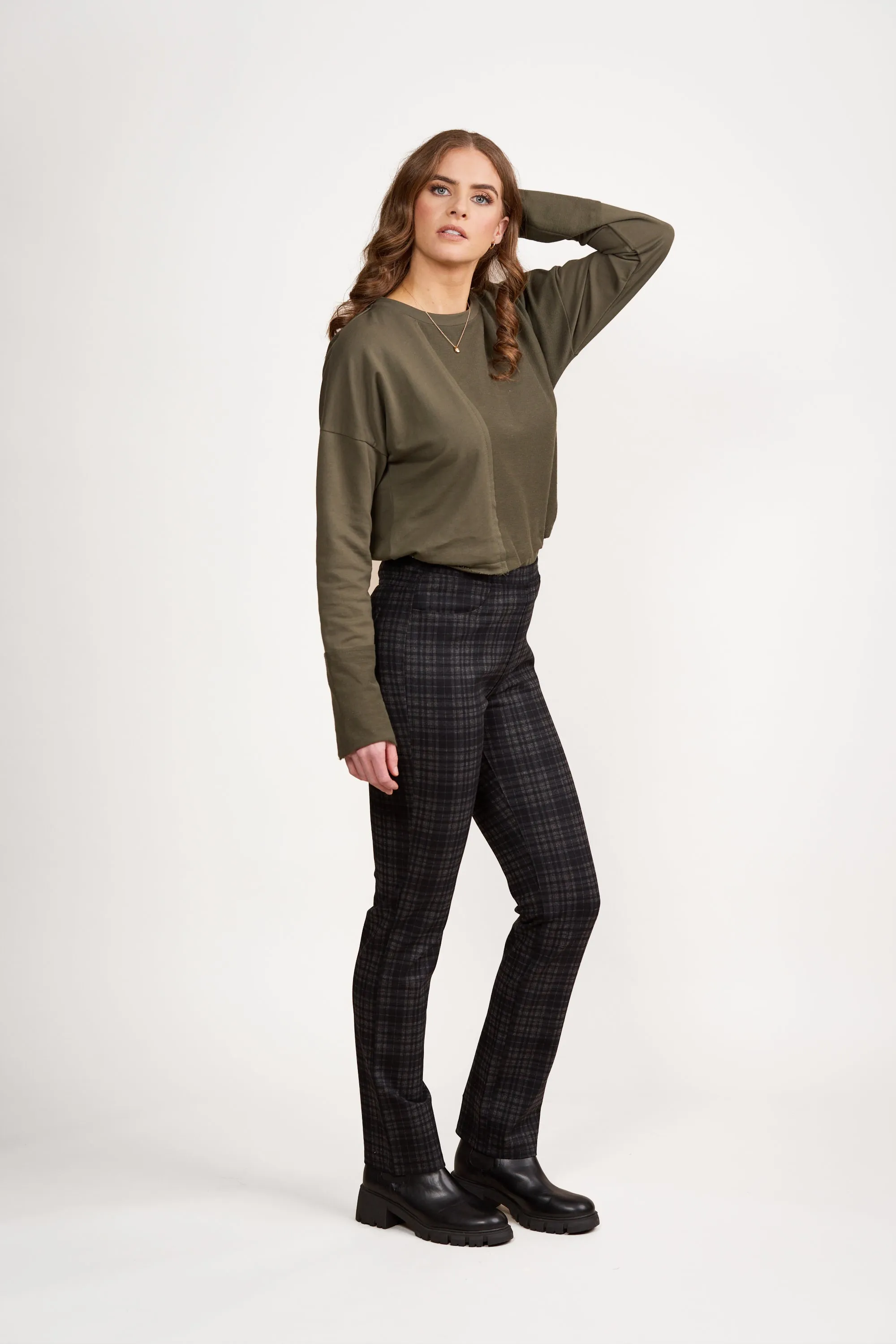234  Vassalli Slim Leg Full Length Printed Ponti Pull On Pant -Bennett
