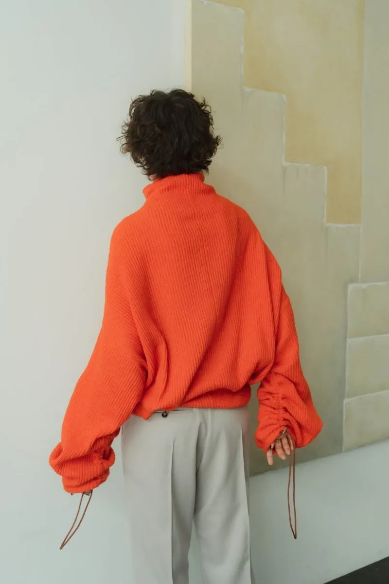 2way unique high neck knit/orange