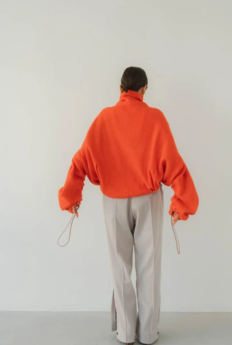 2way unique high neck knit/orange