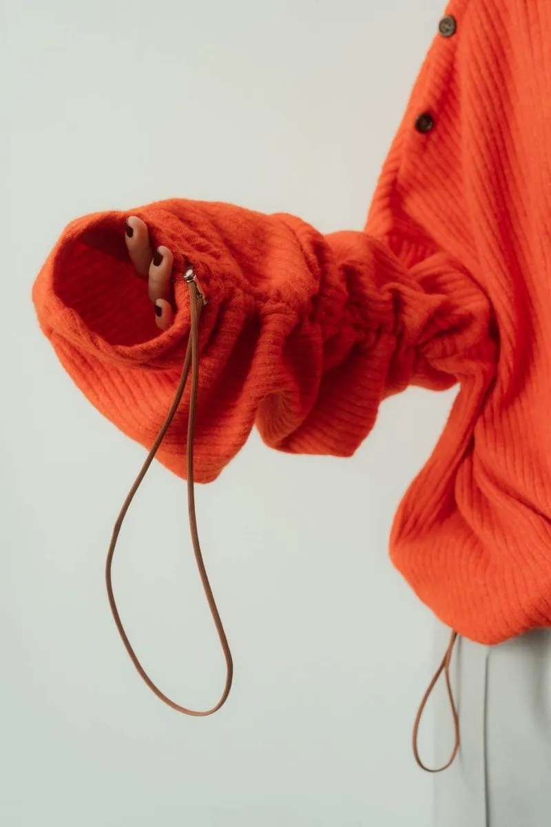 2way unique high neck knit/orange