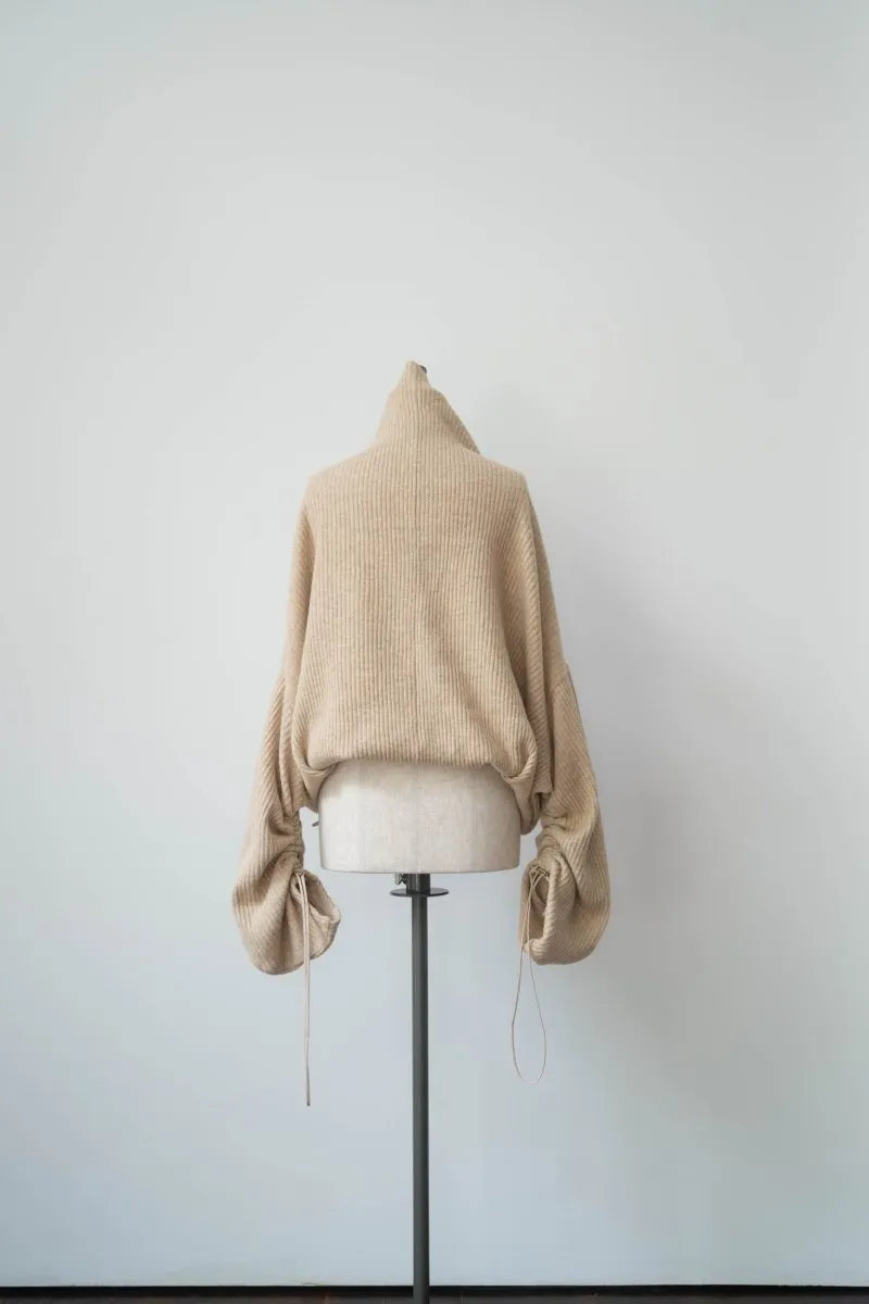 2way unique high neck knit/orange