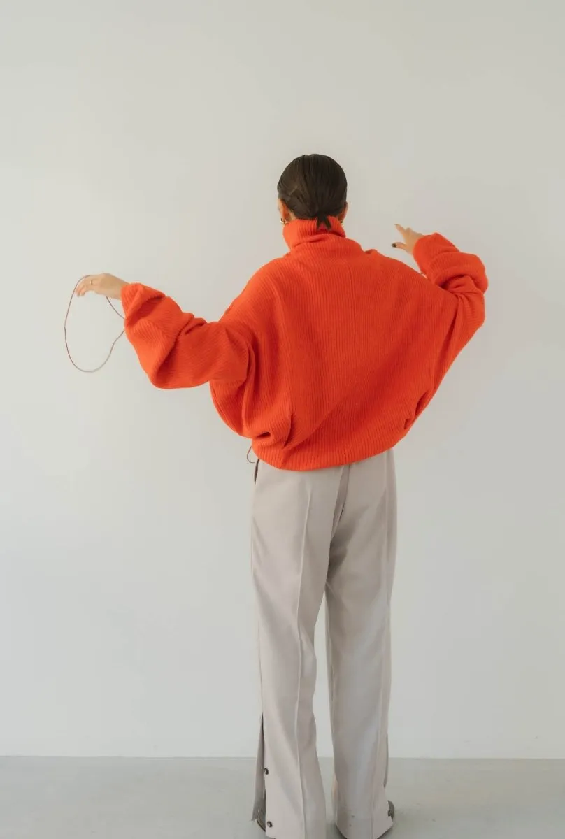2way unique high neck knit/orange