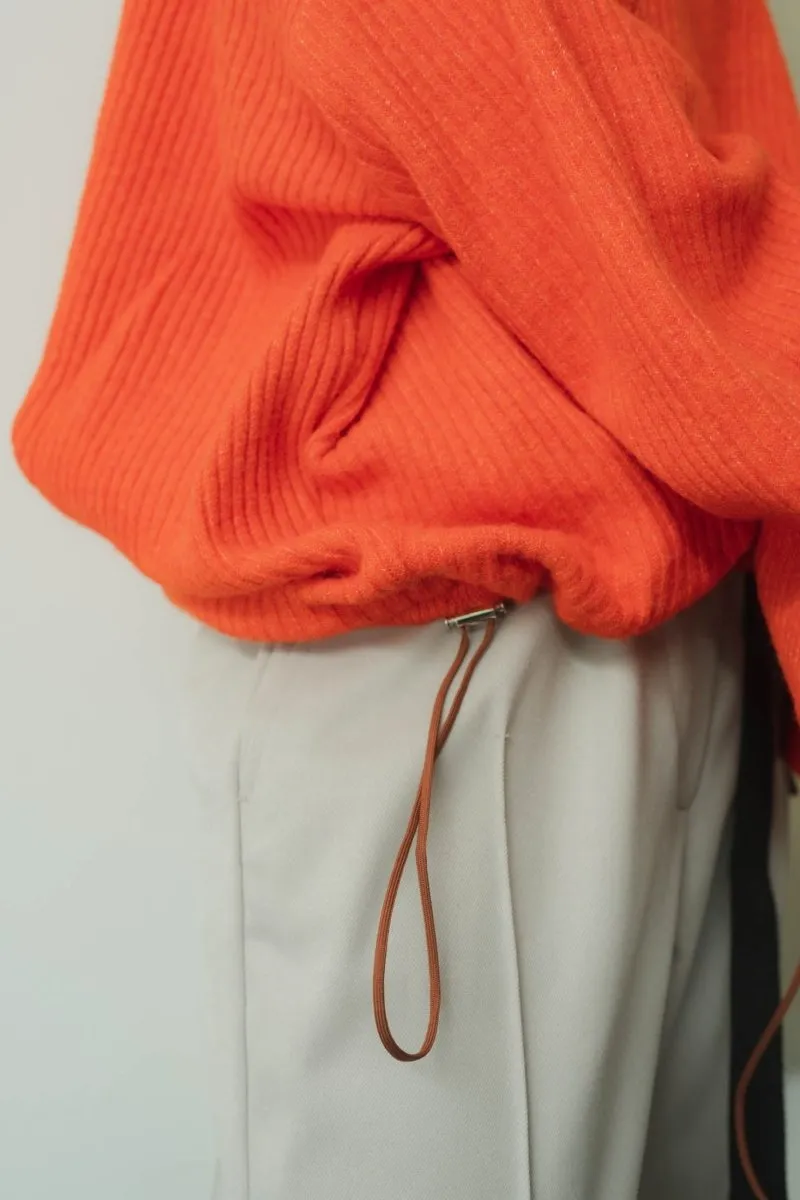 2way unique high neck knit/orange