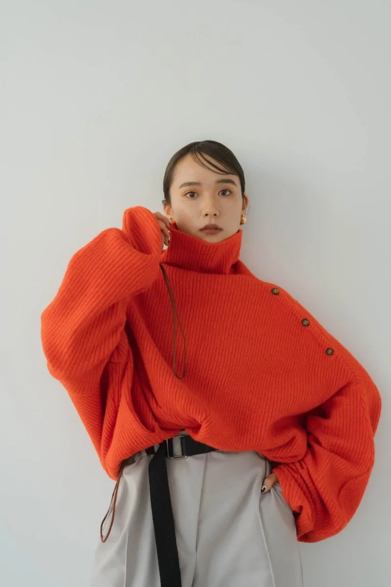 2way unique high neck knit/orange