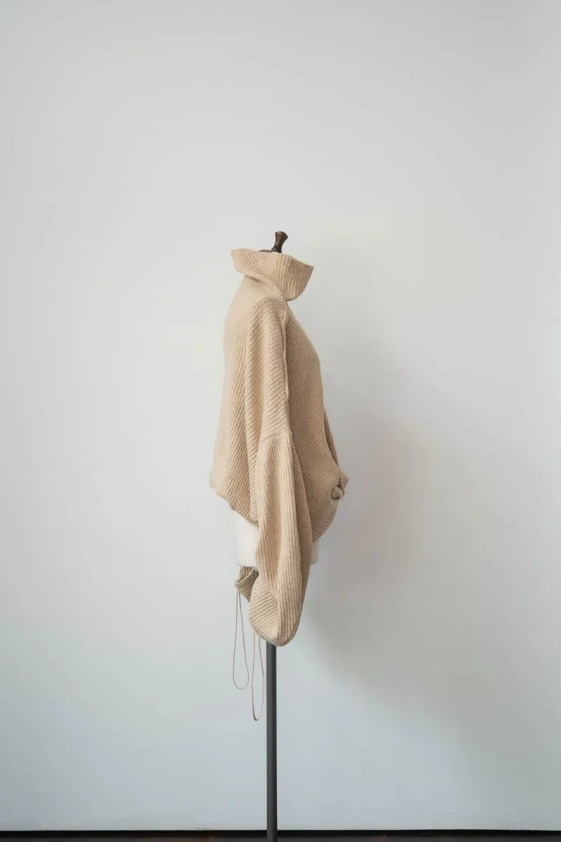 2way unique high neck knit/orange