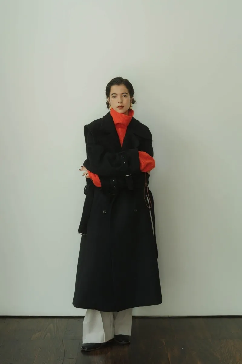 2way unique high neck knit/orange