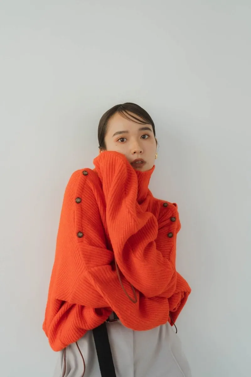 2way unique high neck knit/orange