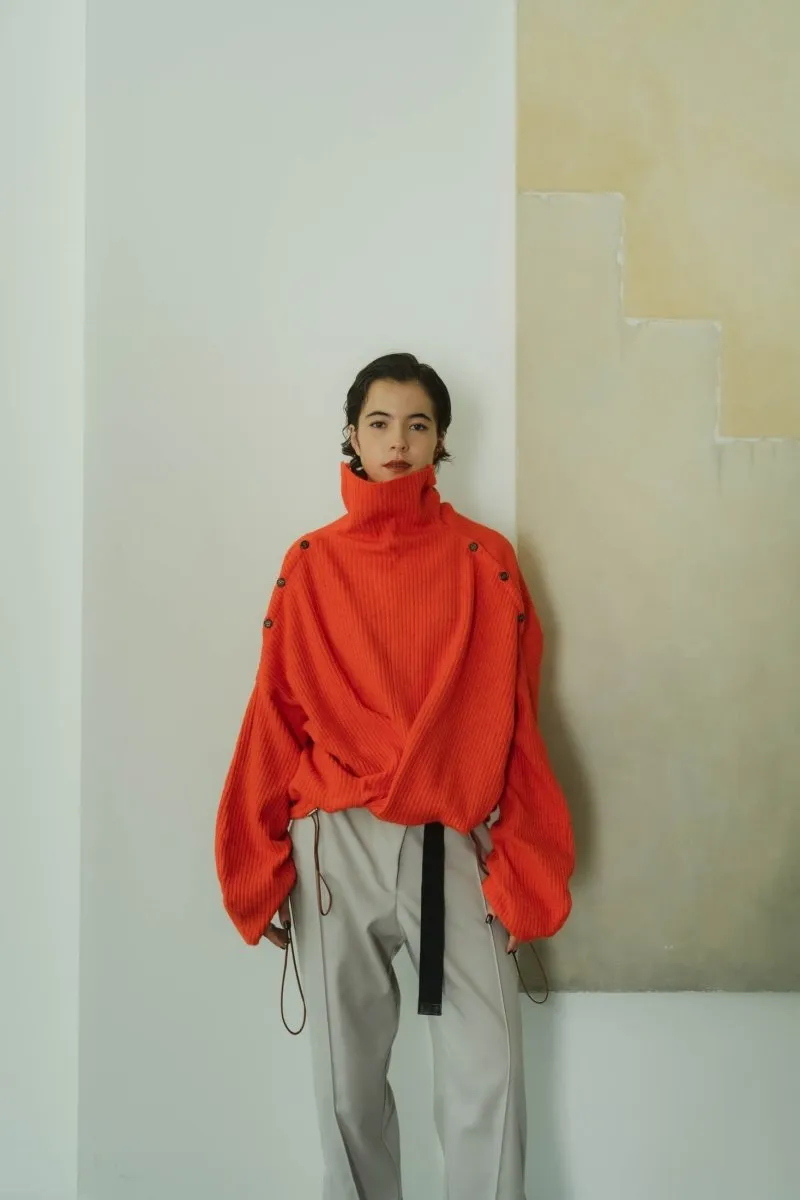 2way unique high neck knit/orange