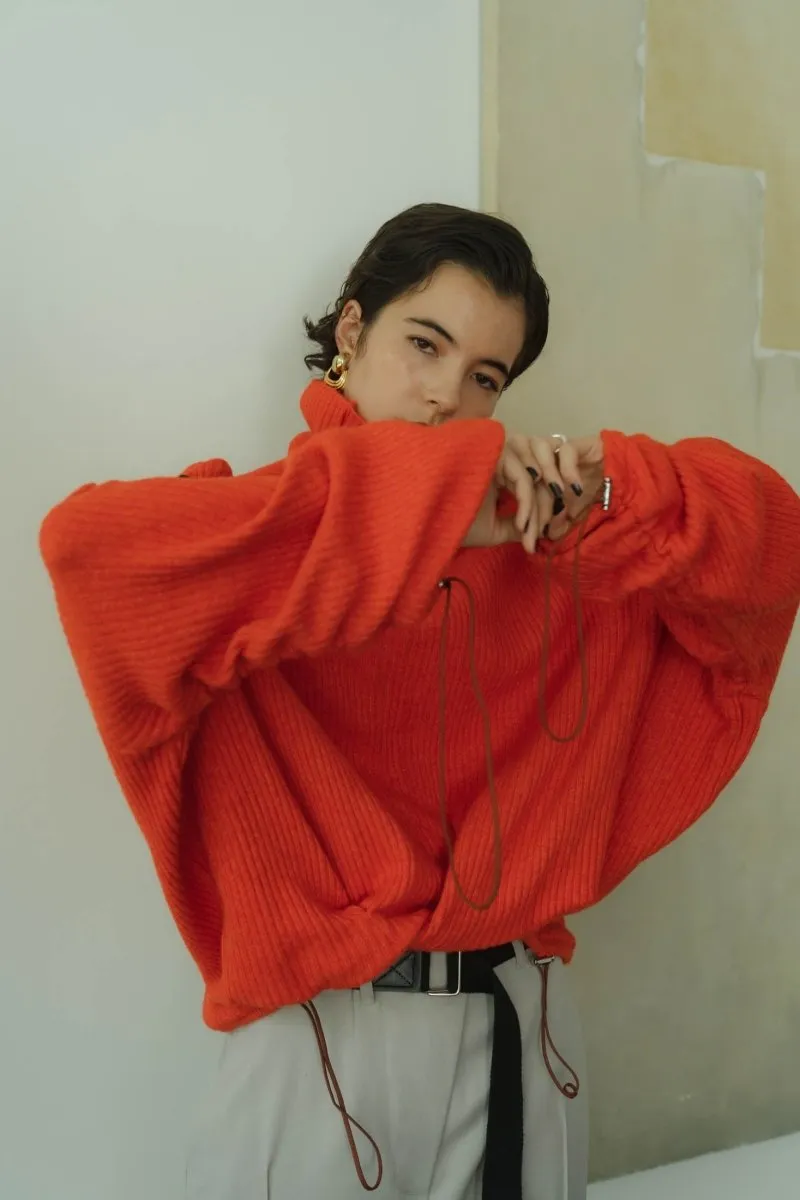 2way unique high neck knit/orange