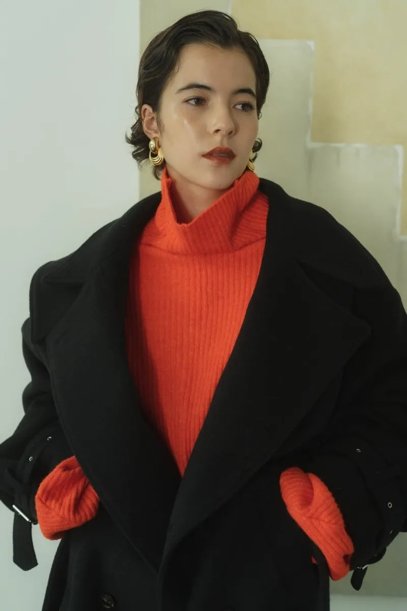 2way unique high neck knit/orange