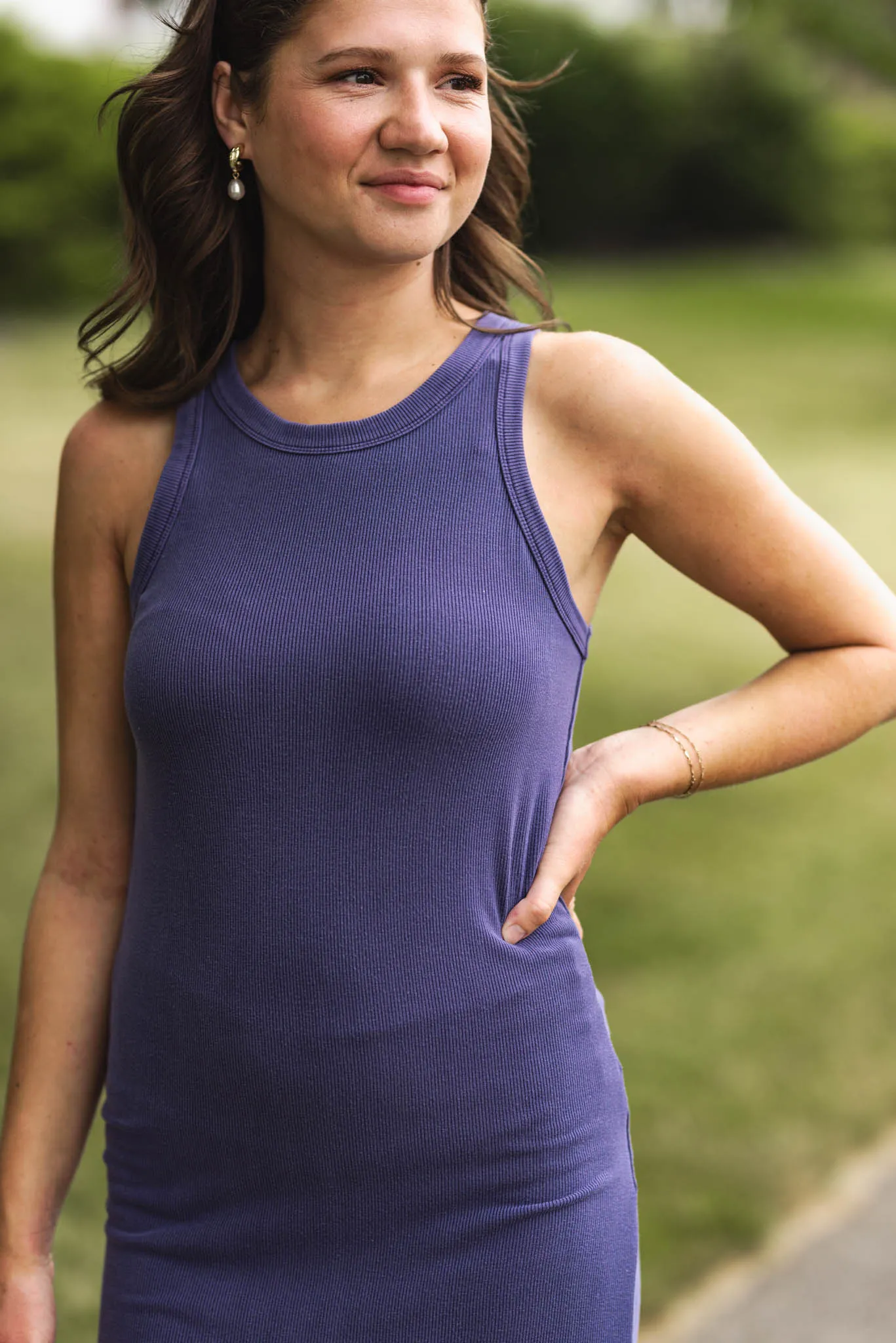 Acing It Ribbed Tank Midi Dress