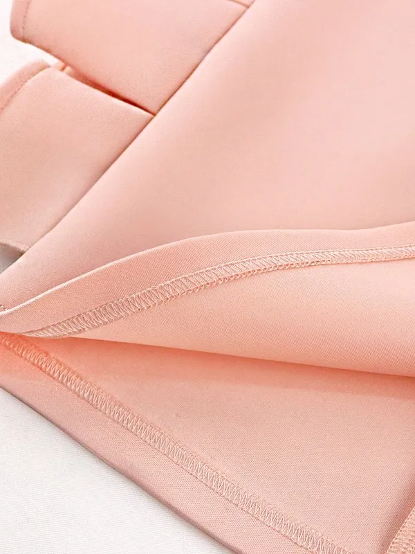 AOMEI Pink Ruffle Sleveless Mesh Patchwork Dress Mini