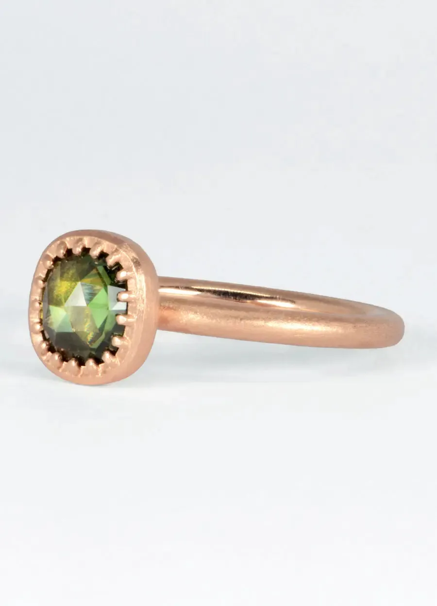 Australian Olive Green Sapphire and 9ct Red Gold Ring