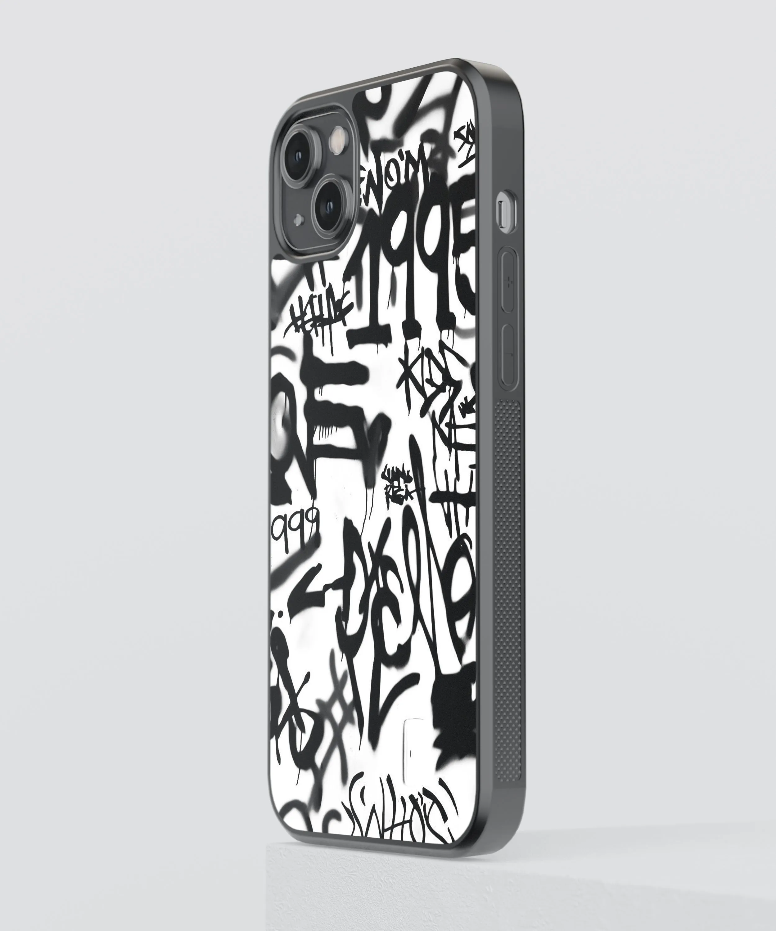 B&W Graffiti Abstract Glass Phone Case Cover