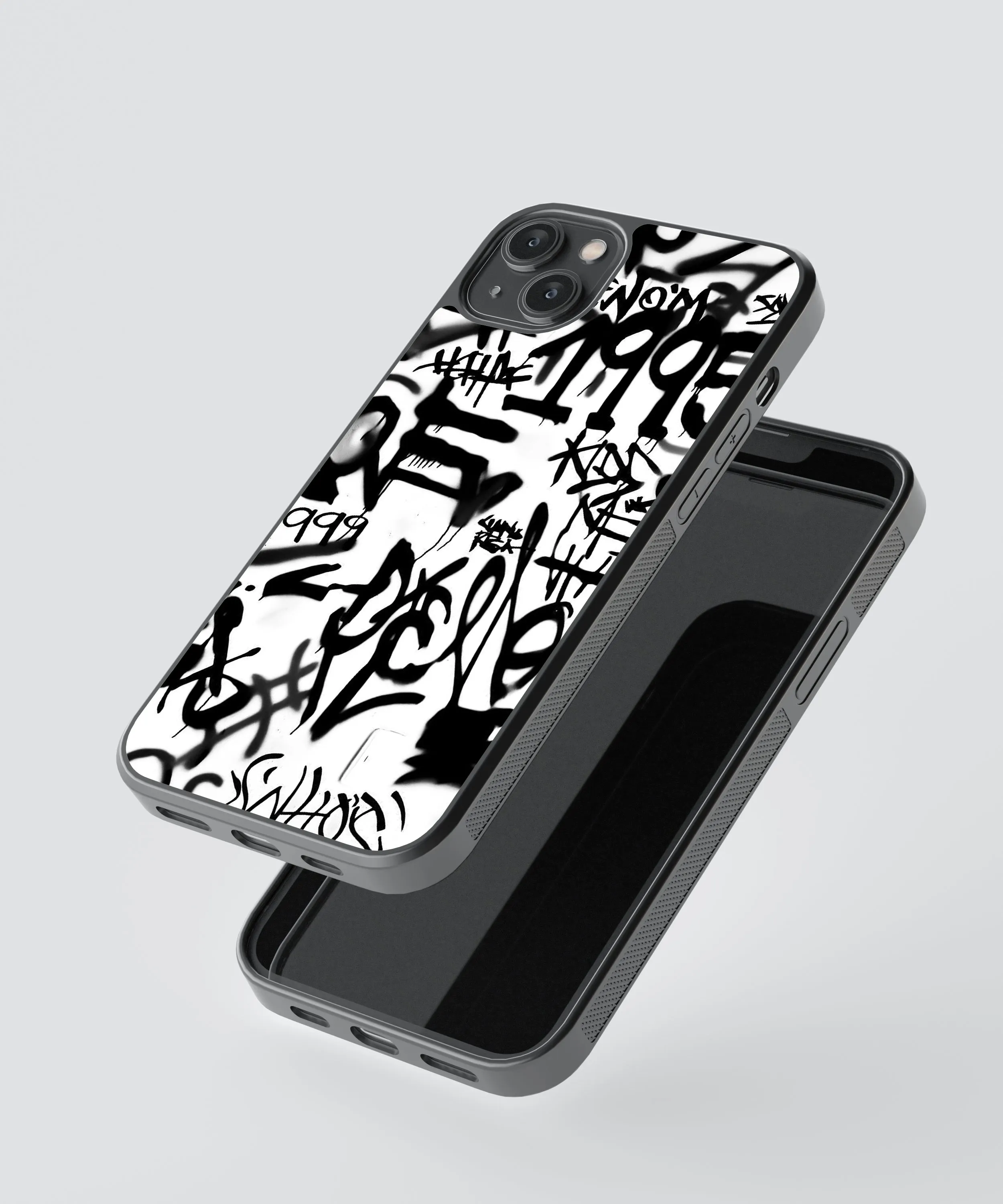 B&W Graffiti Abstract Glass Phone Case Cover