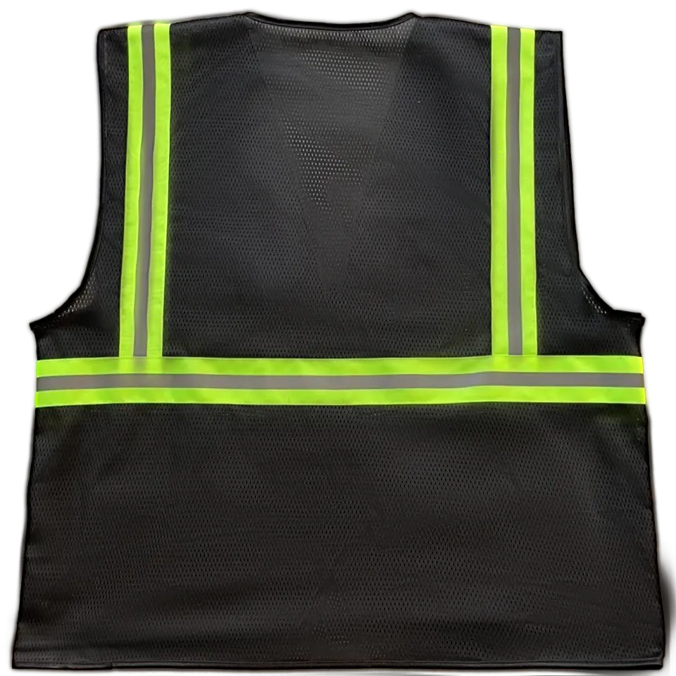 BKVM-S1 Enhanced Visibility Black Mesh Safety Vest With Lime Contrast Binding