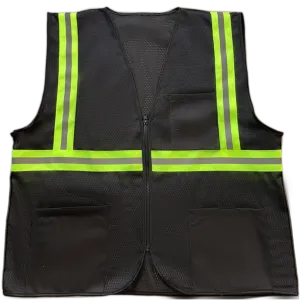 BKVM-S1 Enhanced Visibility Black Mesh Safety Vest With Lime Contrast Binding