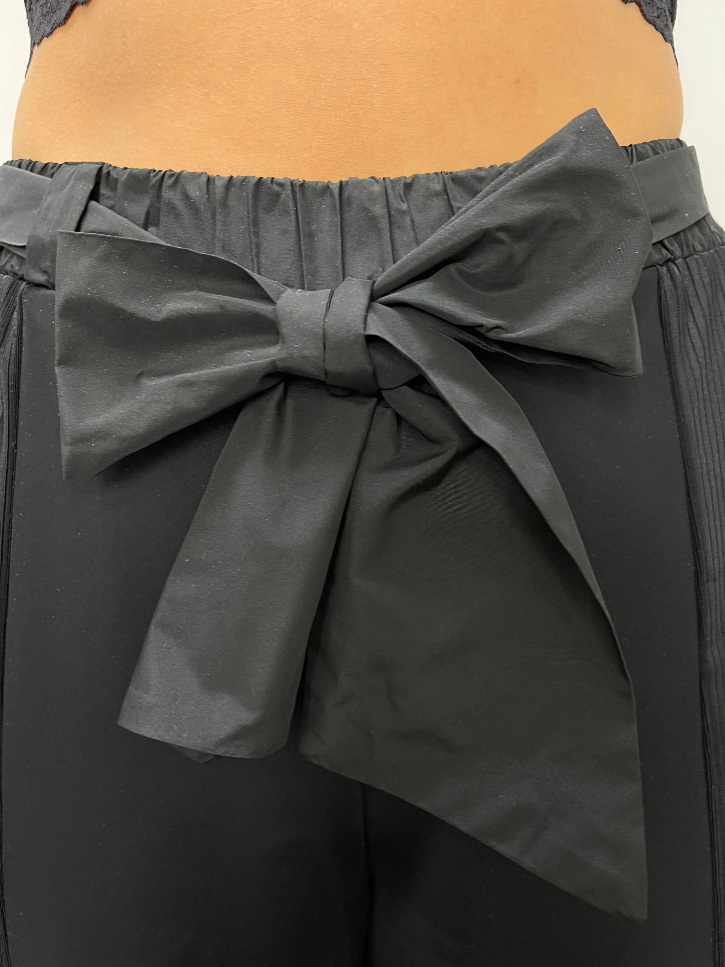 Black Bow Tie Rib Pant
