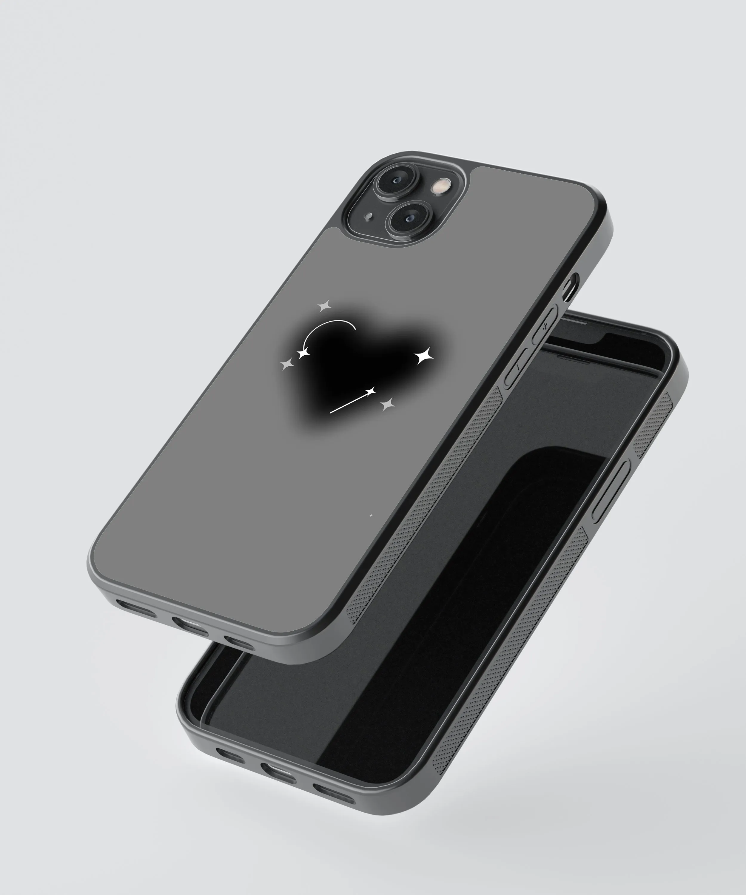 Black Heart Abstract Glass Phone Case Cover