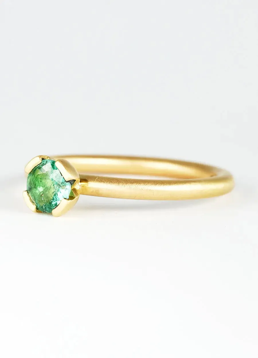 Brilliant Cut Emerald & 18ct Yellow Gold Ring