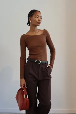 Brown Ribbed Cotton Shirt