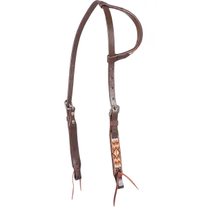 Cashel Tan and Orange Beaded Slip Ear Headstall