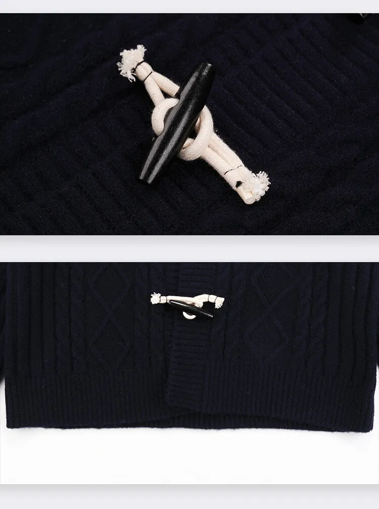 Cinnamoroll Preppy Style Crew Neck Navy Cable Knit Cardigan