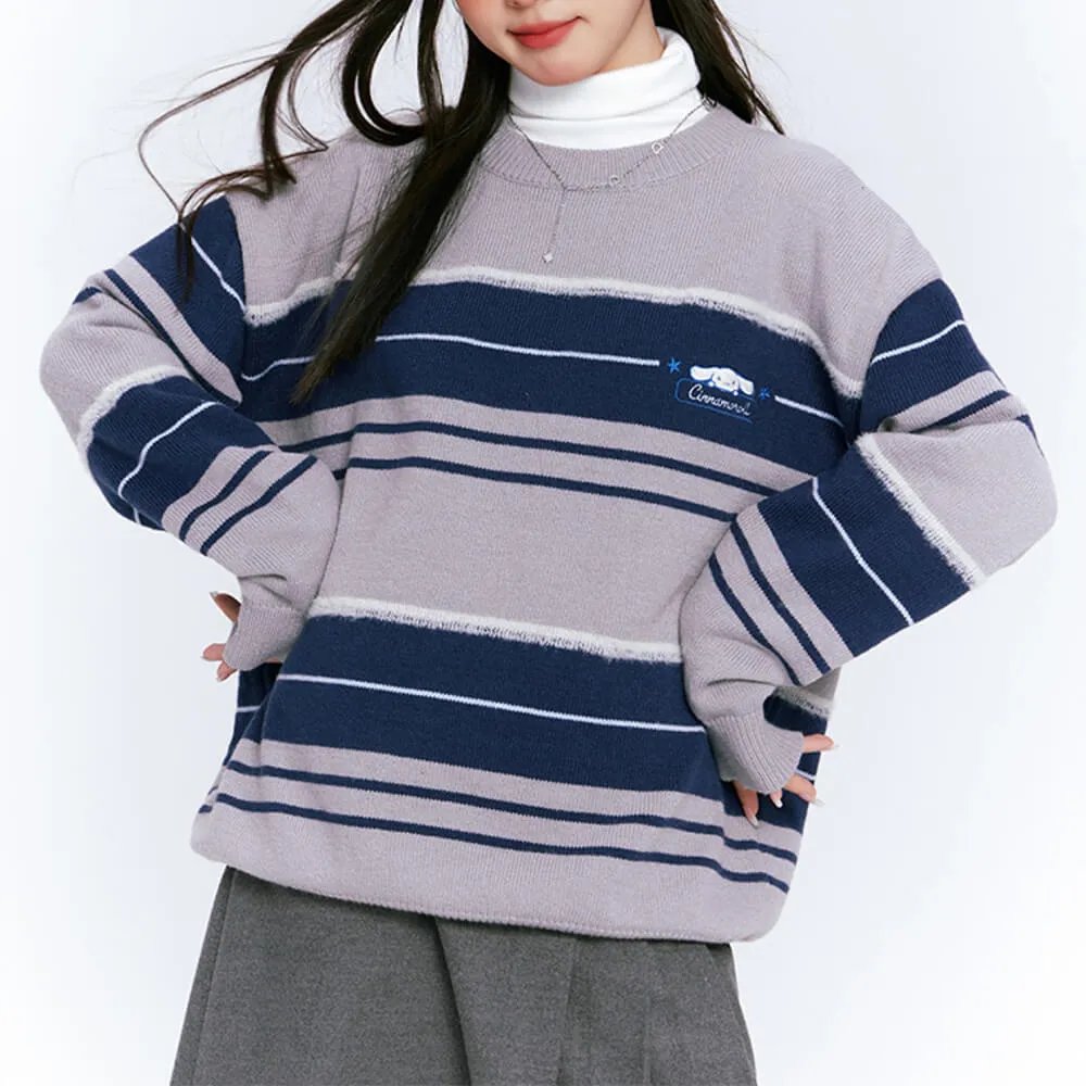 Cinnamoroll Round Neck Striped Loose Knit Jumper