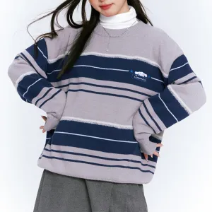 Cinnamoroll Round Neck Striped Loose Knit Jumper