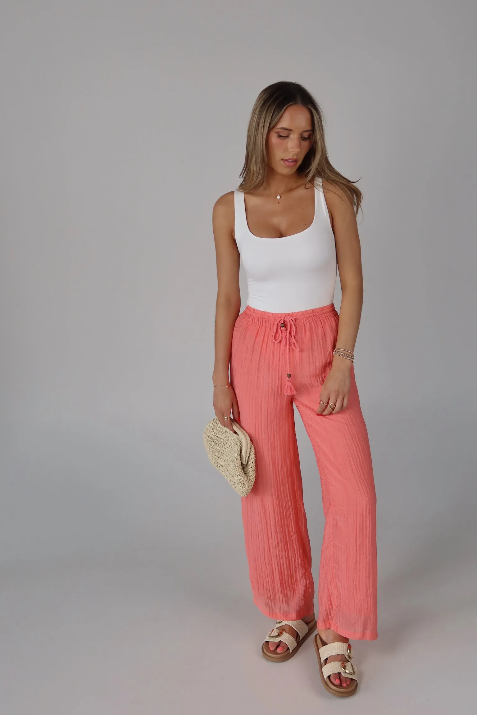 Coral Drawstring Pant