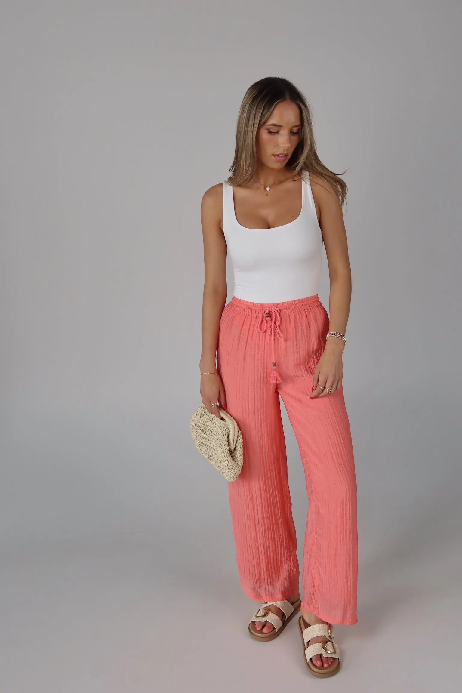 Coral Drawstring Pant