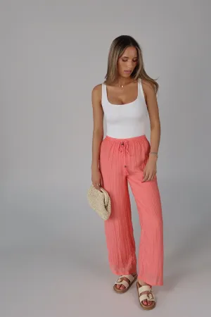 Coral Drawstring Pant