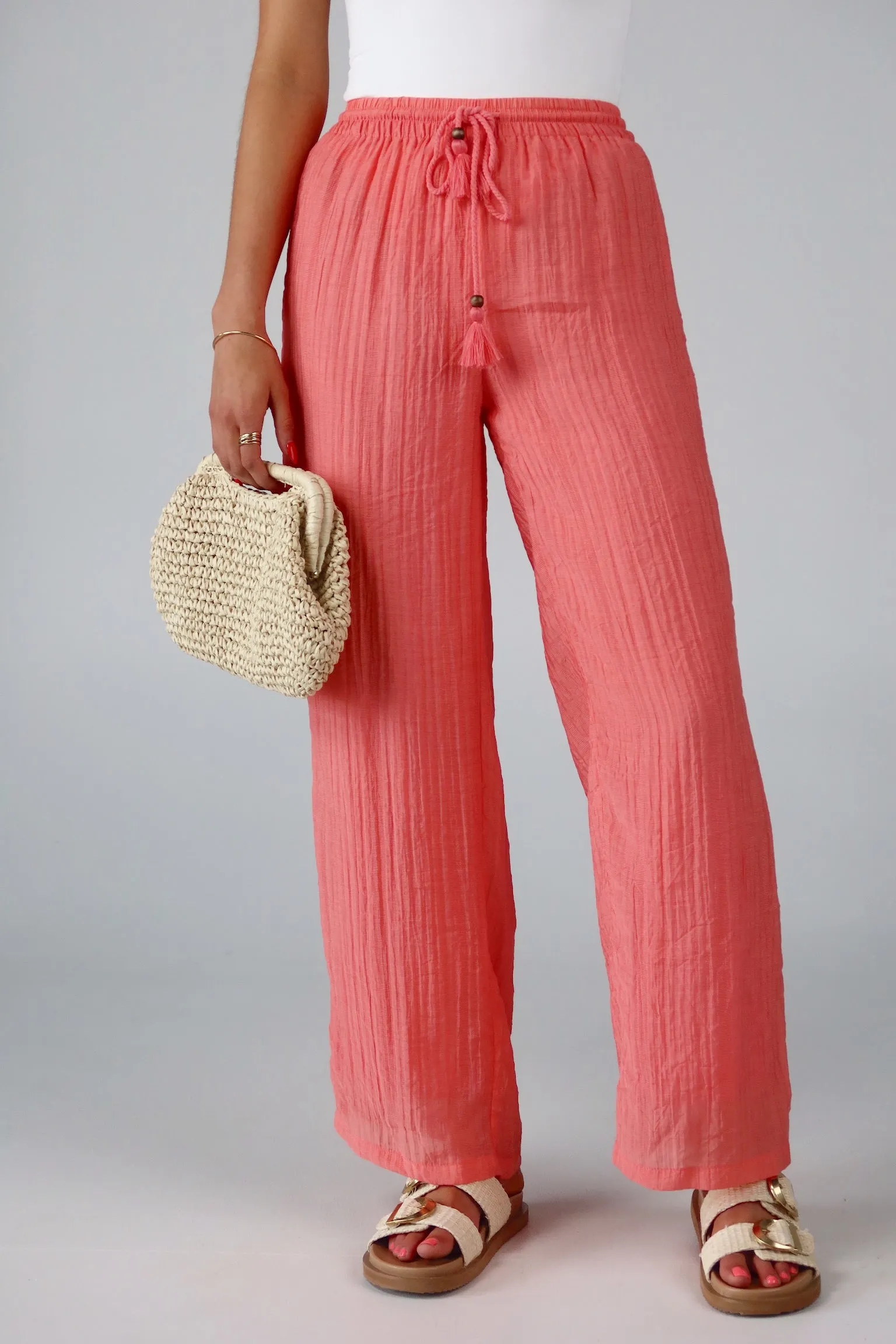 Coral Drawstring Pant