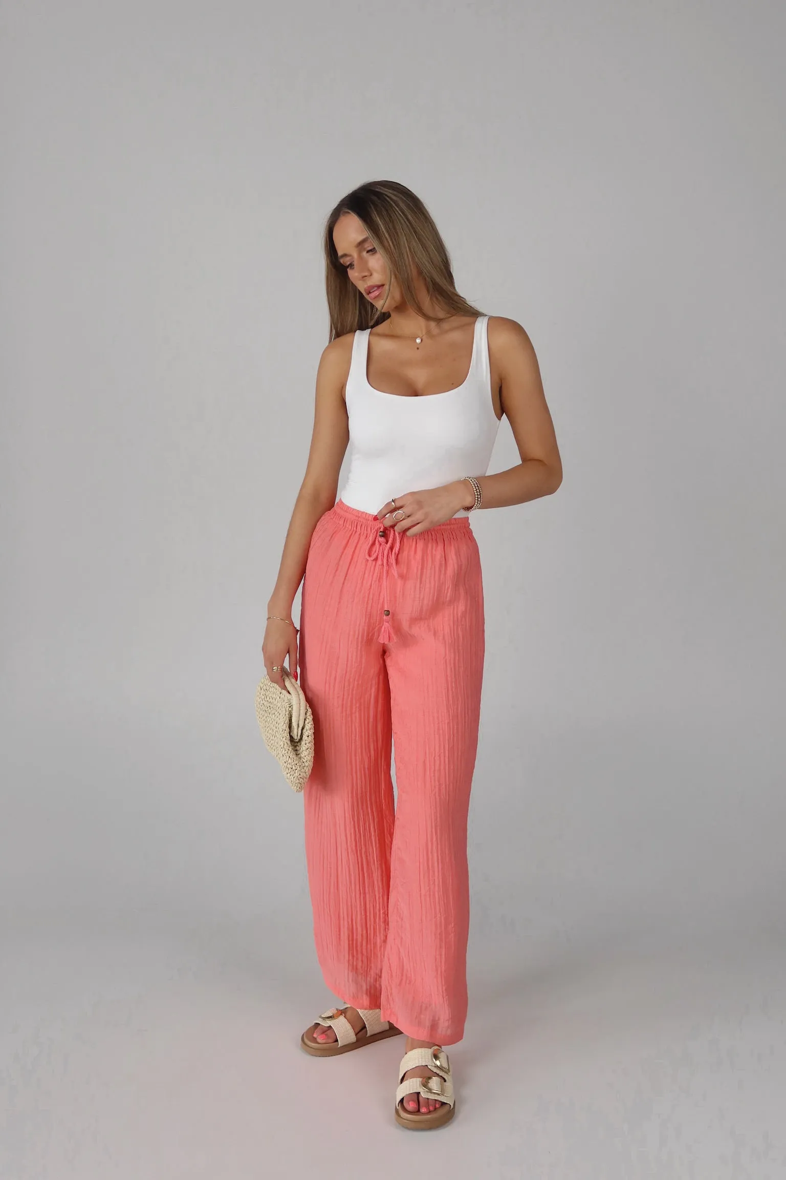 Coral Drawstring Pant