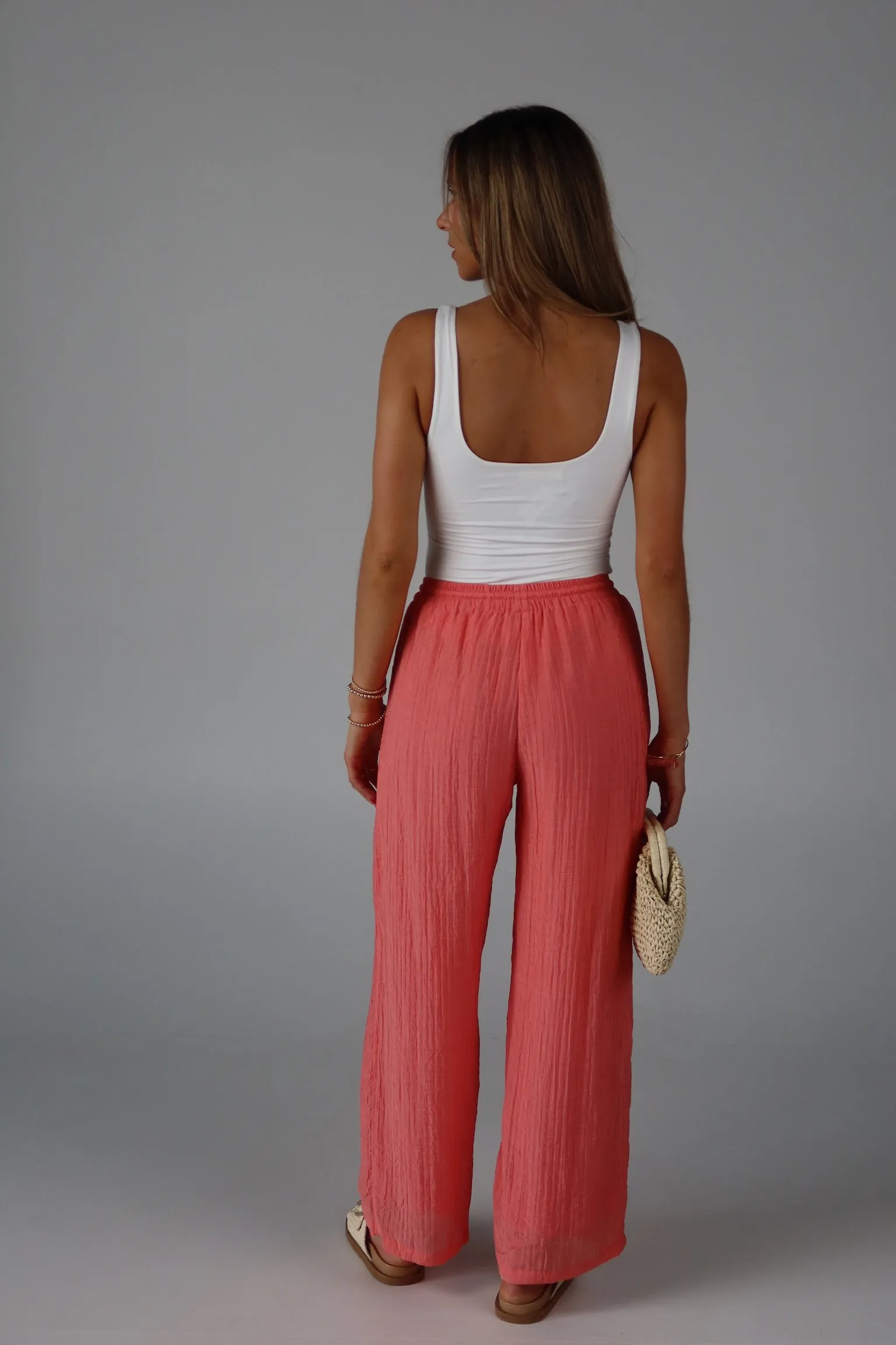 Coral Drawstring Pant