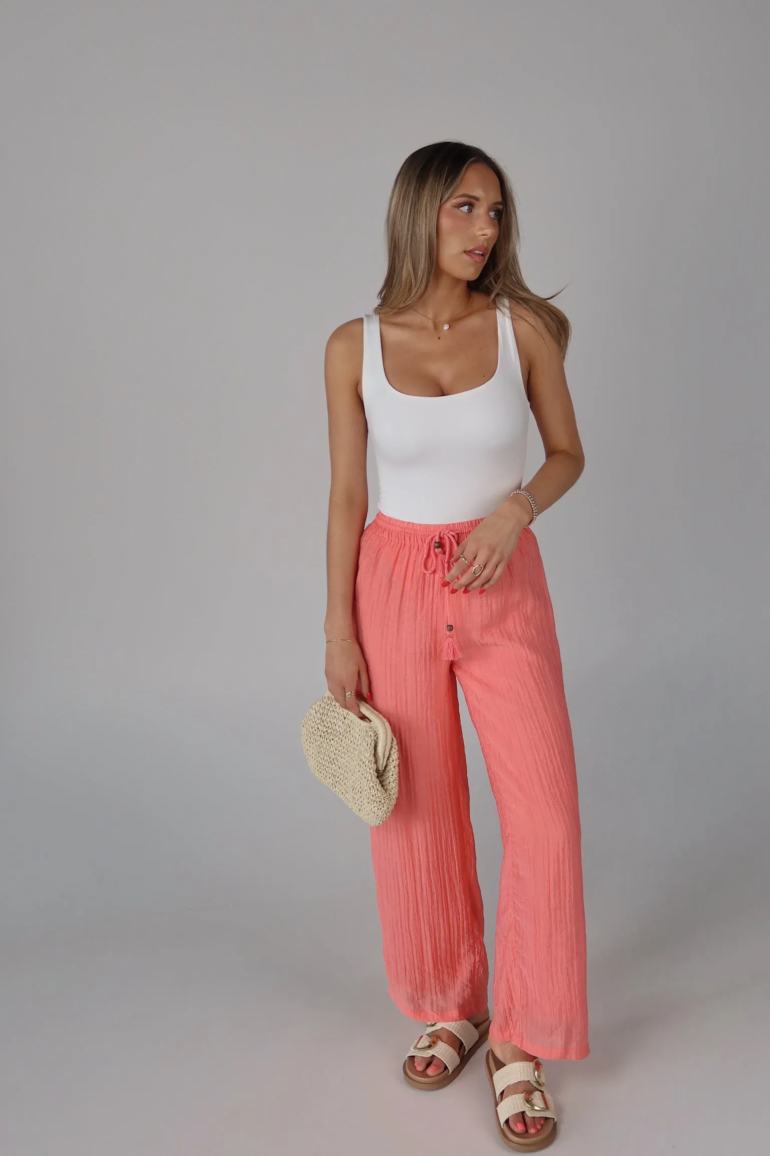 Coral Drawstring Pant