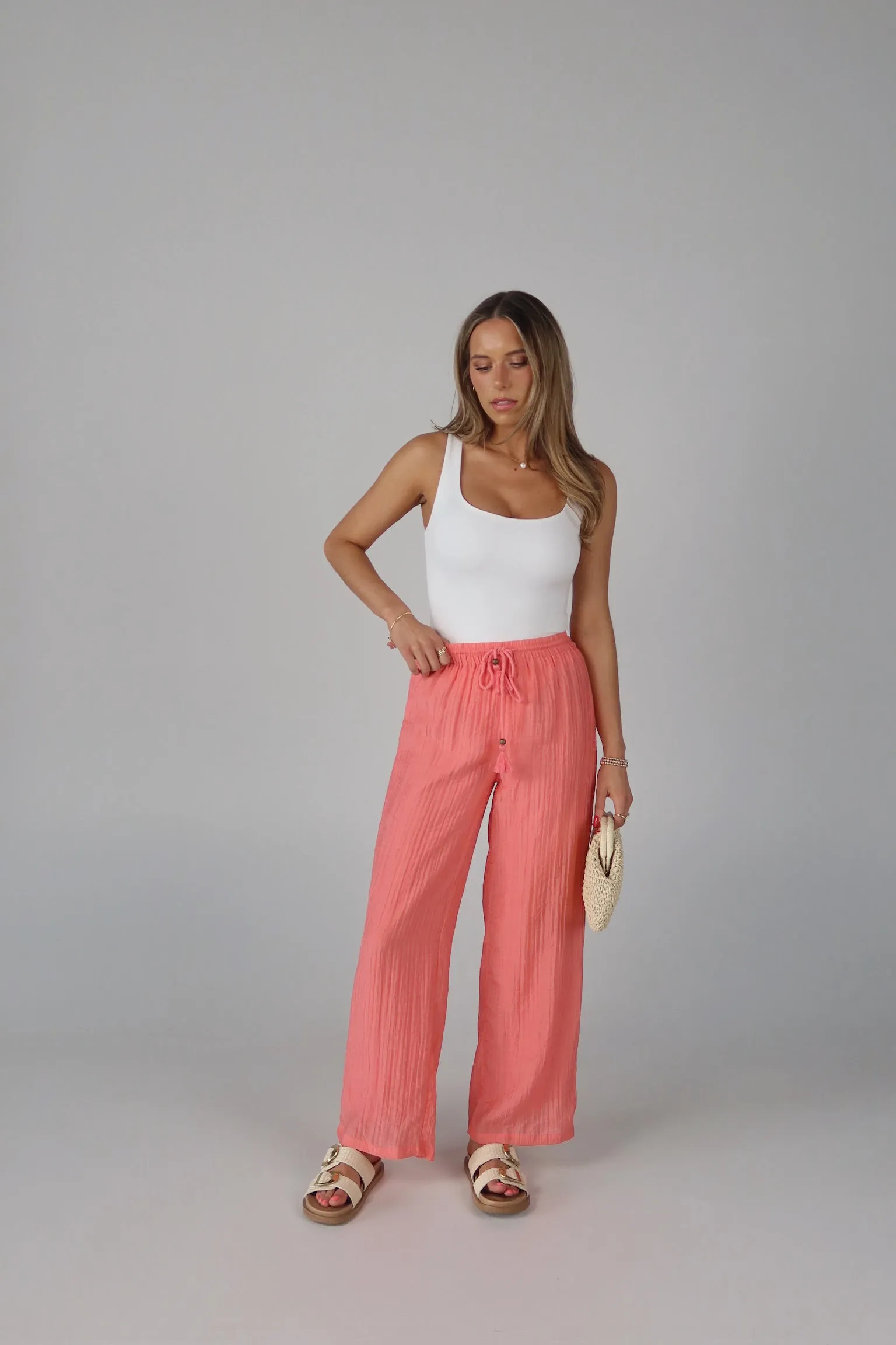 Coral Drawstring Pant