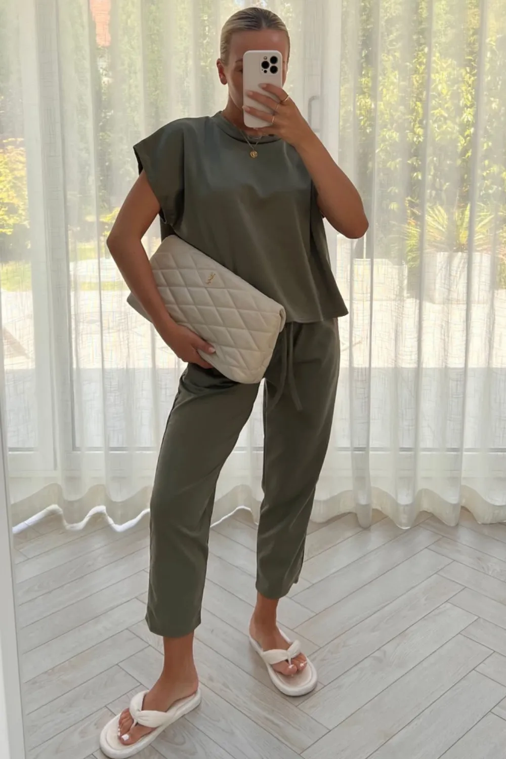 Danni khaki box top coord