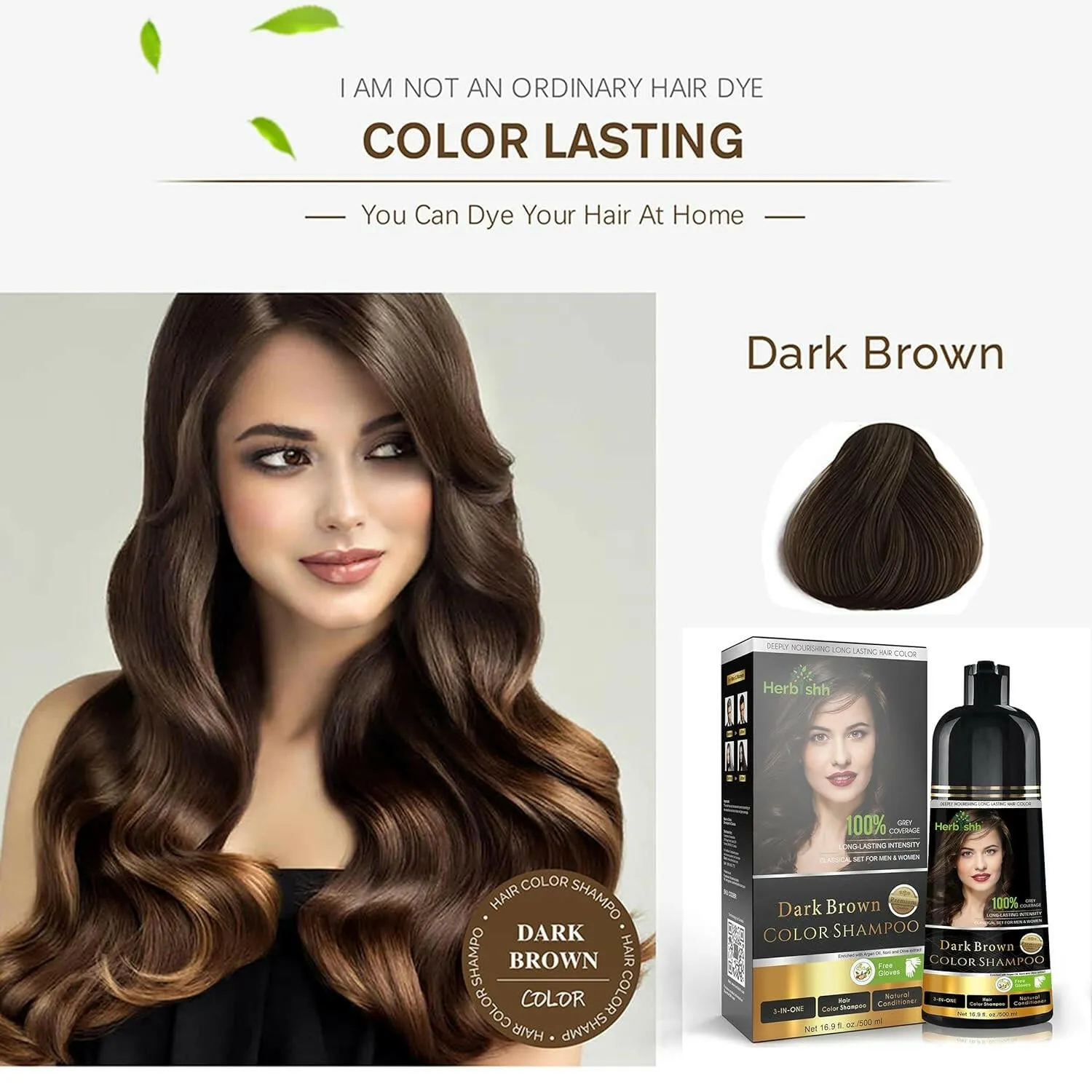 Dark Brown Hair Color Shampoo - Herbishh