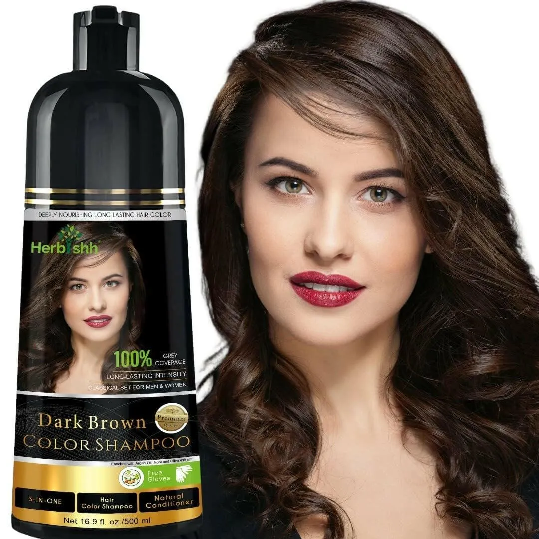 Dark Brown Hair Color Shampoo - Herbishh