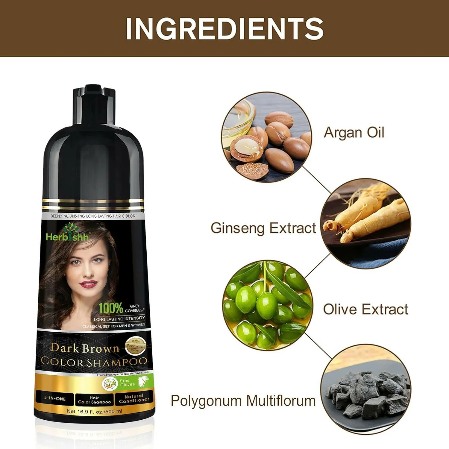 Dark Brown Hair Color Shampoo - Herbishh