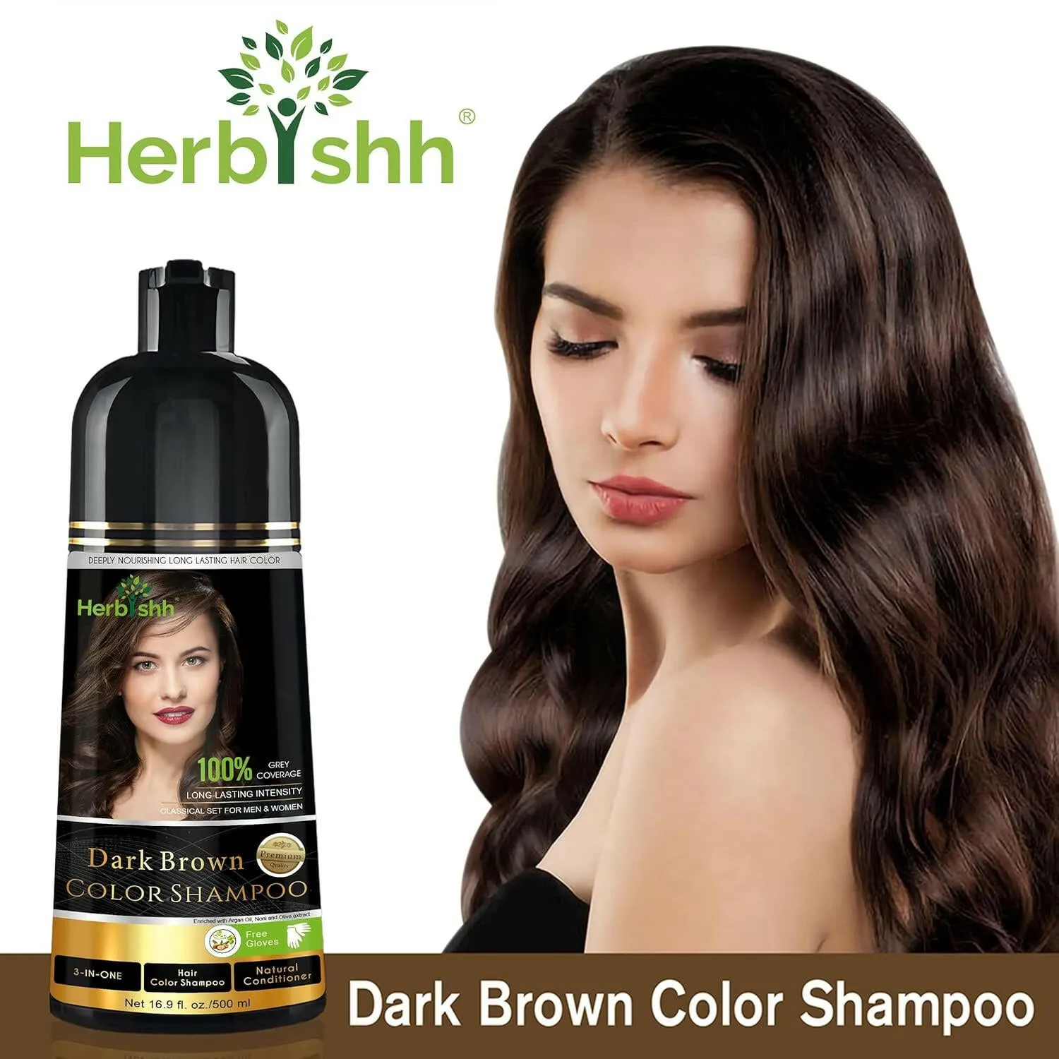 Dark Brown Hair Color Shampoo - Herbishh