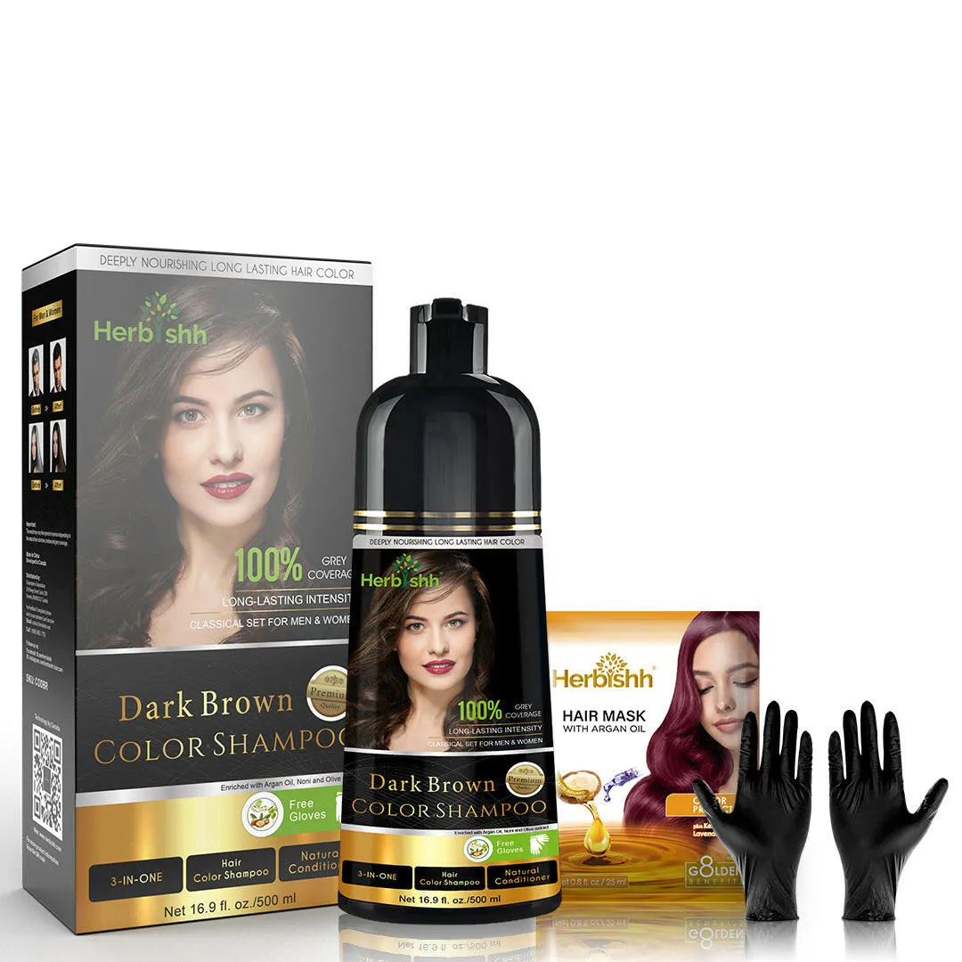 Dark Brown Hair Color Shampoo - Herbishh