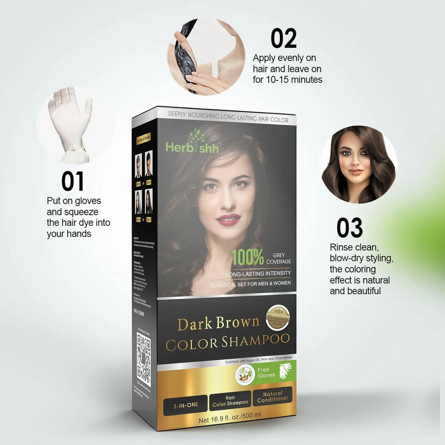 Dark Brown Hair Color Shampoo - Herbishh