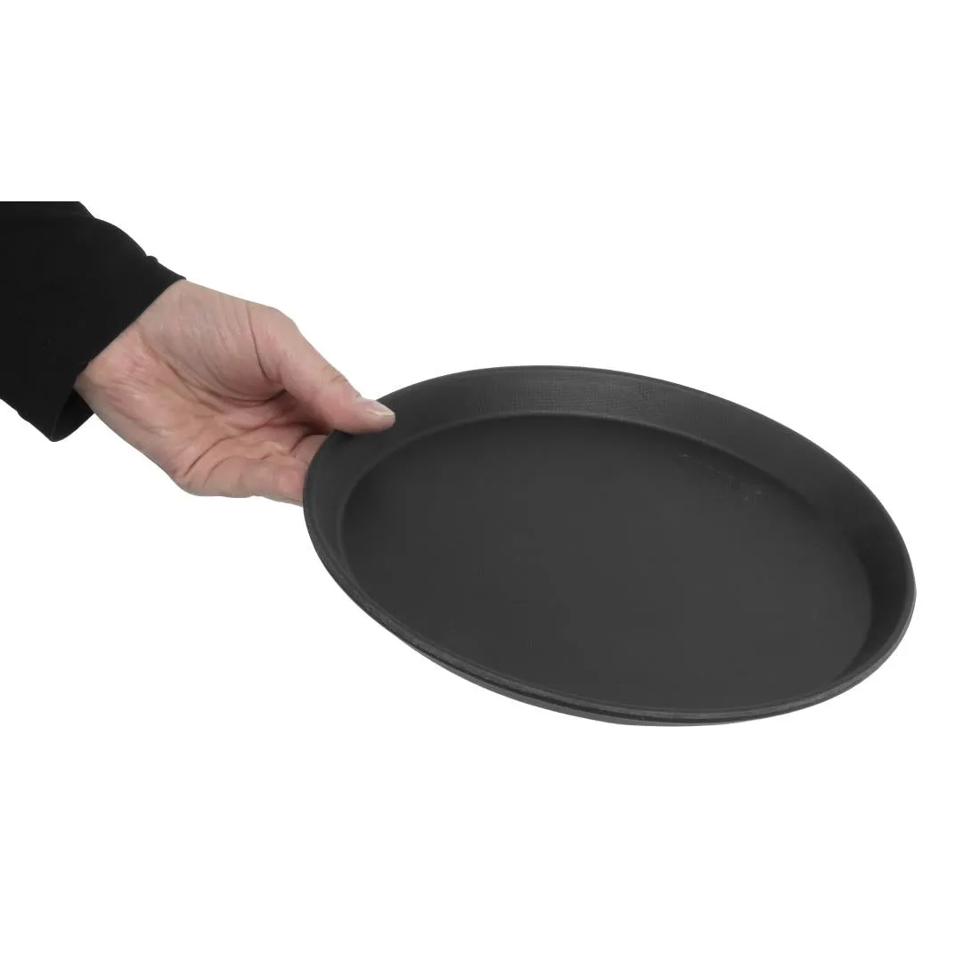 DM780 Cambro Camtread Fibreglass Round Non-Slip Tray Black 280mm