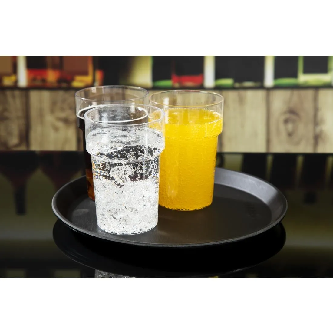 DM780 Cambro Camtread Fibreglass Round Non-Slip Tray Black 280mm