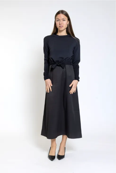Donna Bella Black Tie Knit Top TS24400-A