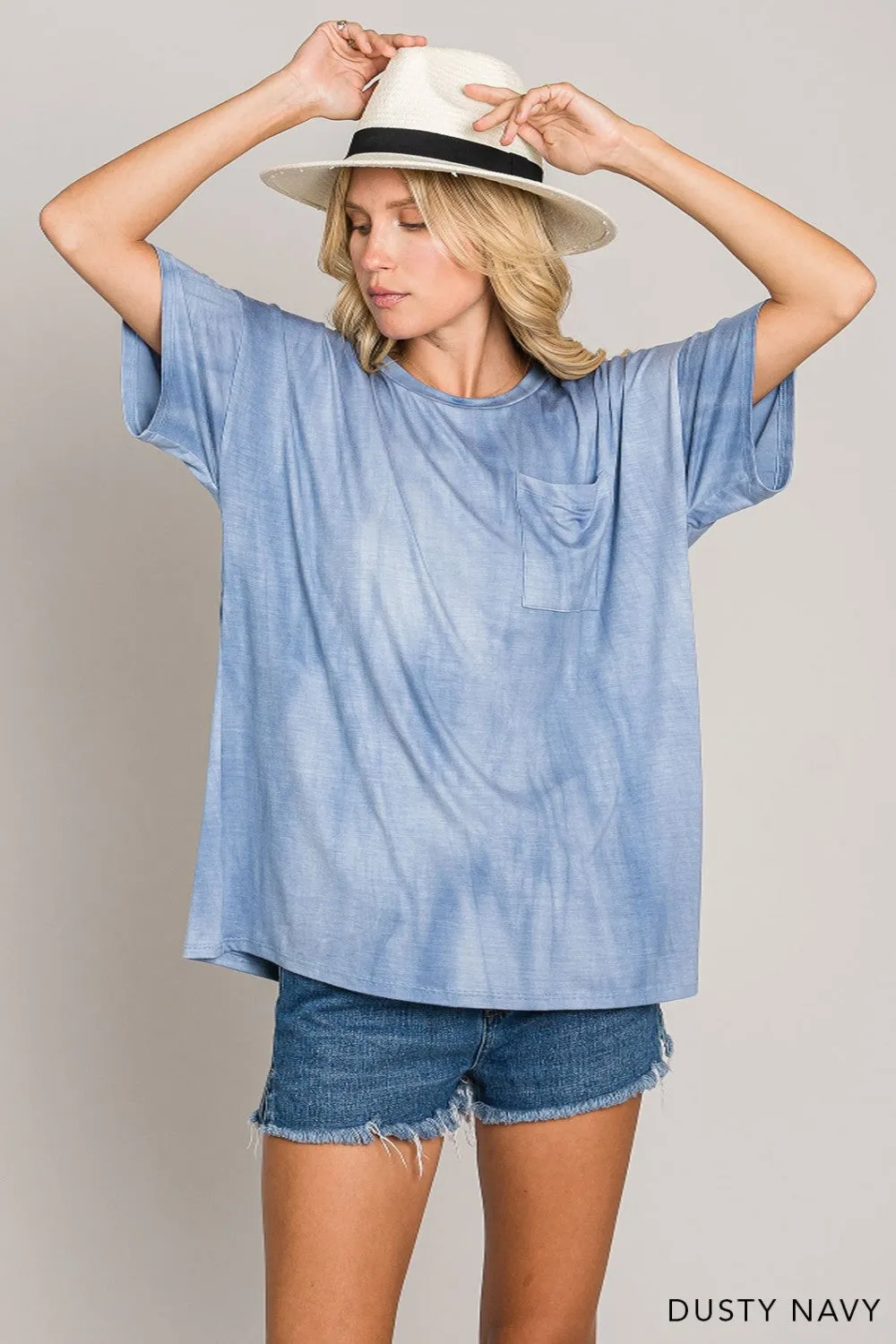 DUSTY NAVY  TIE DYE TOP