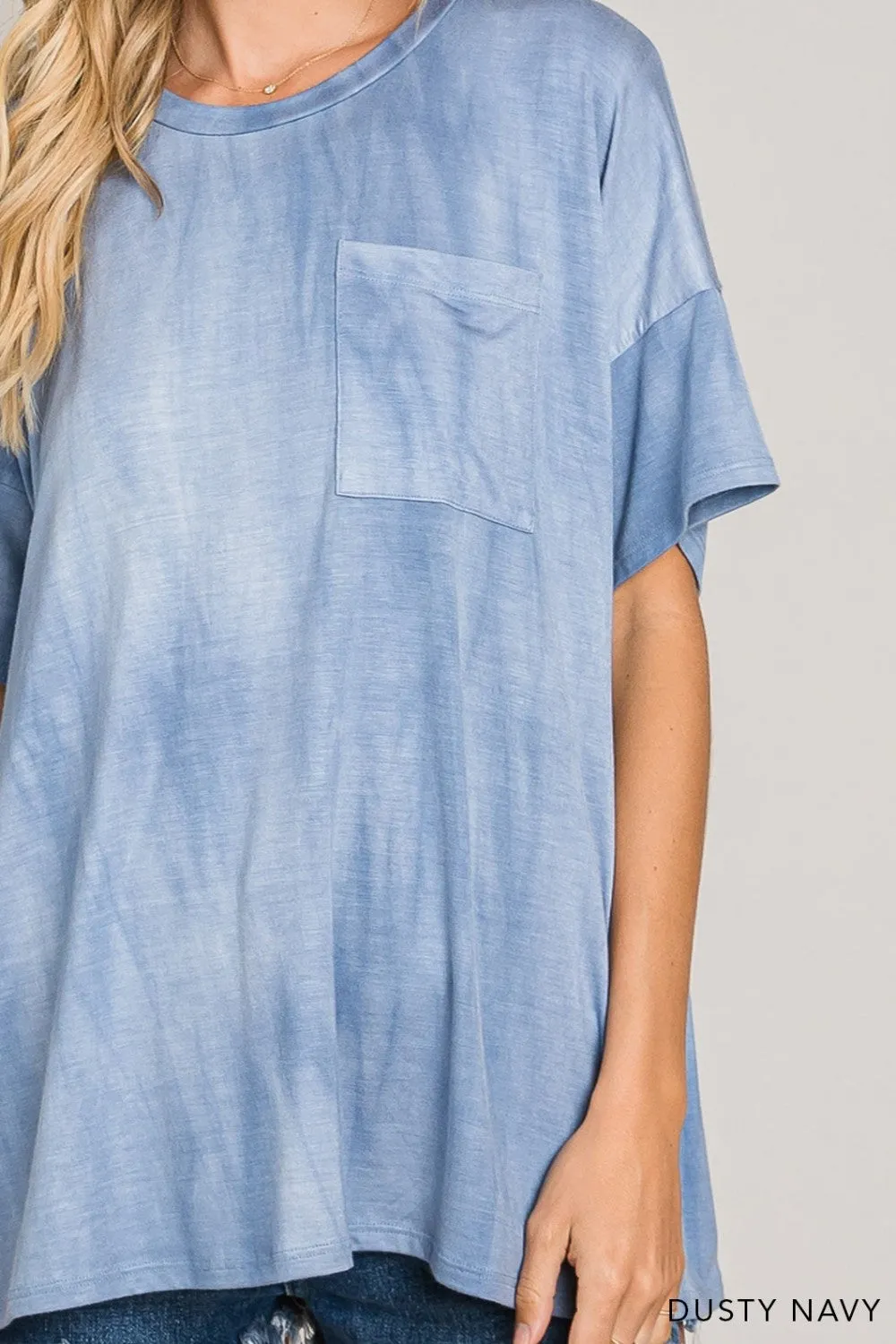DUSTY NAVY  TIE DYE TOP